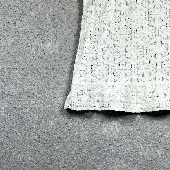 Lilly Pulitzer Darla Peplum Top Size Small White Eyelet Floral Lace Crochet Bow - Picture 5 of 14